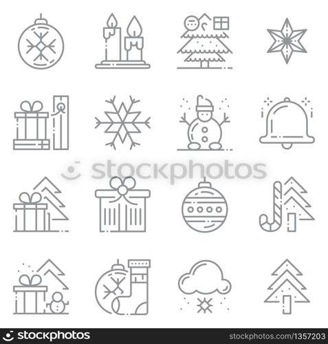 Merry Christmas and happy new year line art icon .grey thin lines icons.