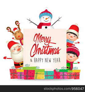 Merry Christmas and Happy New Year. Merry christmas santa claus and gifts