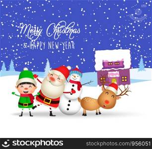 Merry Christmas and Happy New Year. Merry christmas santa claus and kid funny