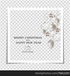 Merry Christmas and Happy New Year Photo Frame Template. Vector Illustration EPS10. Merry Christmas and Happy New Year Photo Frame Template. Vector Illustration