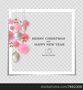 Merry Christmas and Happy New Year Photo Frame Template. Vector Illustration EPS10. Merry Christmas and Happy New Year Photo Frame Template. Vector Illustration