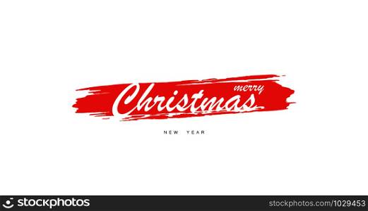 Merry Christmas and happy New Year Poster or Banner. Greeting card Merry Christmas and New Year. Christmas hand drawn lettering. Hand lettering inscription to winter holiday design, isolated on white background. Vector illustration