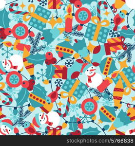 Merry Christmas and Happy New Year seamless pattern.