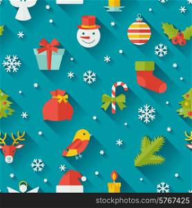Merry Christmas and Happy New Year seamless pattern.