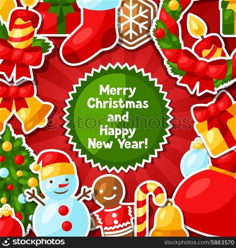 Merry Christmas and Happy New Year sticker invitation card. Merry Christmas and Happy New Year sticker invitation card.