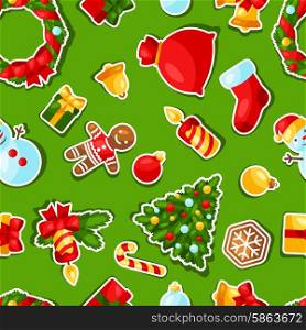 Merry Christmas and Happy New Year sticker seamless pattern. Merry Christmas and Happy New Year sticker seamless pattern.