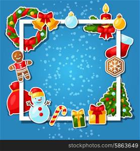Merry Christmas and Happy New Year sticker template for invitation card. Merry Christmas and Happy New Year sticker template for invitation card.