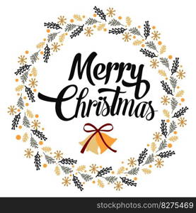 Merry Christmas And Happy New Year Typographical Background On beautiful background.Vector illustration.. Merry Christmas And Happy New Year Typographical Background On beautiful background