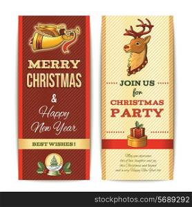 Merry christmas and happy new year vertical banner set isolated vector illustration