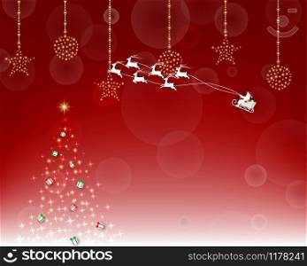 Merry Christmas and Happy new year with Santa clause on red background,design for invitation,greeting card or poster,vector illustration