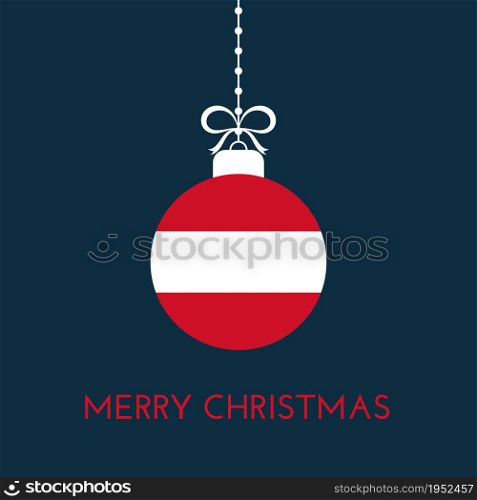 Merry Christmas and new year ball with Austria flag. Christmas Ornament. Vector stock illustration