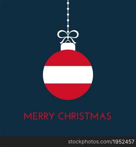 Merry Christmas and new year ball with Austria flag. Christmas Ornament. Vector stock illustration