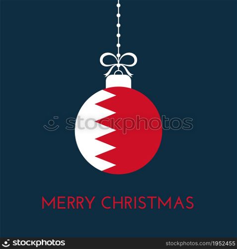 Merry Christmas and new year ball with Bahrain flag. Christmas Ornament. Vector stock illustration