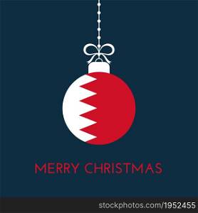 Merry Christmas and new year ball with Bahrain flag. Christmas Ornament. Vector stock illustration
