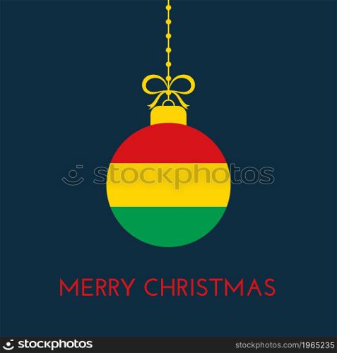 Merry Christmas and new year ball with Bolivia flag. Christmas Ornament. Vector stock illustration