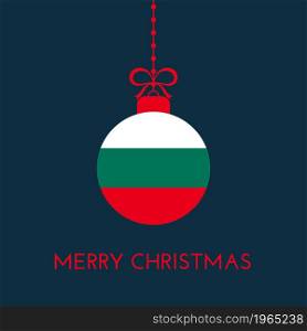 Merry Christmas and new year ball with Bulgaria flag. Christmas Ornament. Vector stock illustration