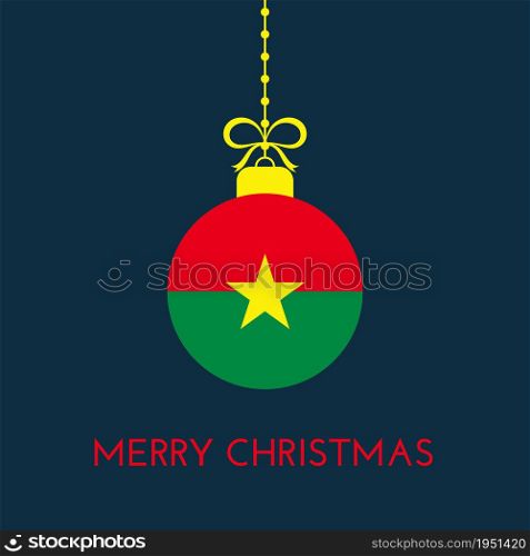 Merry Christmas and new year ball with Burkina Faso flag. Christmas Ornament. Vector stock illustration