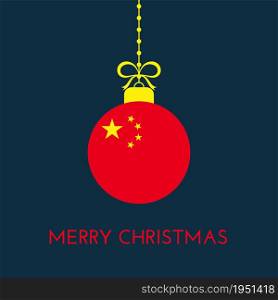 Merry Christmas and new year ball with China flag. Christmas Ornament. Vector stock illustration