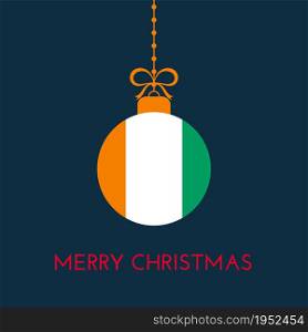 Merry Christmas and new year ball with Cote D&rsquo;ivoire flag. Christmas Ornament. Vector stock illustration