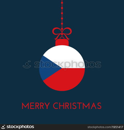 Merry Christmas and new year ball with Czech Republic flag. Christmas Ornament. Vector stock illustration