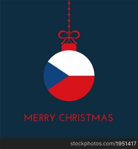 Merry Christmas and new year ball with Czech Republic flag. Christmas Ornament. Vector stock illustration