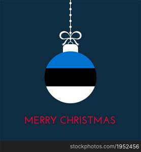 Merry Christmas and new year ball with Estonia flag. Christmas Ornament. Vector stock illustration
