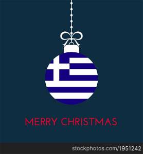Merry Christmas and new year ball with Greece flag. Christmas Ornament. Vector stock illustration