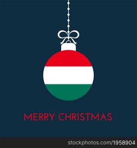 Merry Christmas and new year ball with Hungary flag. Christmas Ornament. Vector stock illustration