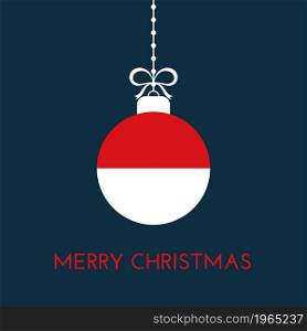 Merry Christmas and new year ball with Indonesia flag. Christmas Ornament. Vector stock illustration