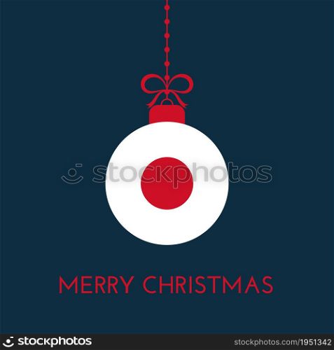 Merry Christmas and new year ball with Japan flag. Christmas Ornament. Vector stock illustration