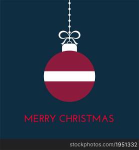 Merry Christmas and new year ball with Latvia flag. Christmas Ornament. Vector stock illustration
