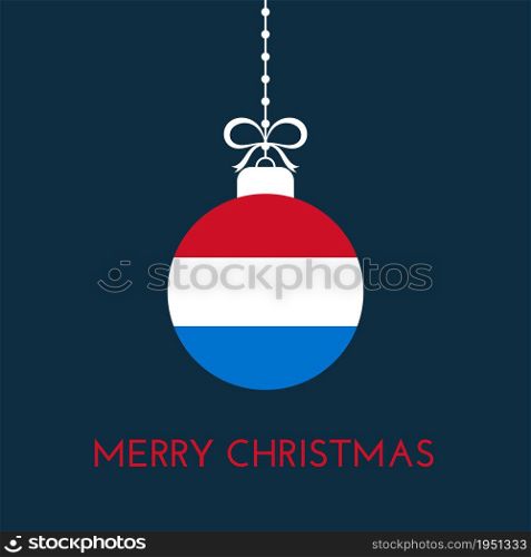 Merry Christmas and new year ball with Luxembourg flag. Christmas Ornament. Vector stock illustration