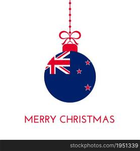 Merry Christmas and new year ball with New Zealand flag. Christmas Ornament. Vector stock illustration