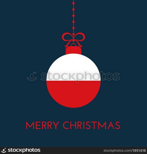 Merry Christmas and new year ball with Poland flag. Christmas Ornament. Vector stock illustration
