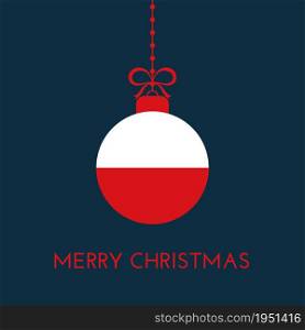 Merry Christmas and new year ball with Poland flag. Christmas Ornament. Vector stock illustration