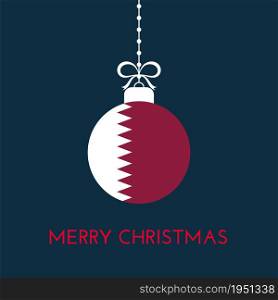 Merry Christmas and new year ball with Qatar flag. Christmas Ornament. Vector stock illustration