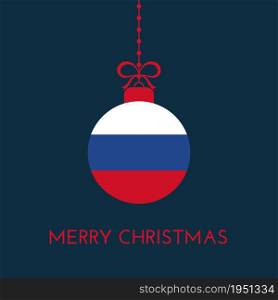 Merry Christmas and new year ball with Russia flag. Christmas Ornament. Vector stock illustration