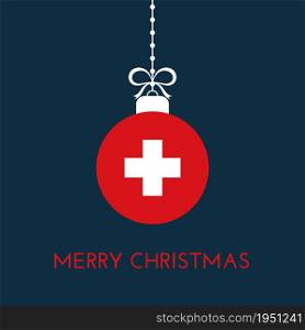 Merry Christmas and new year ball with Switzerland flag. Christmas Ornament. Vector stock illustration