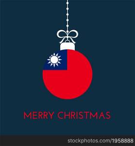 Merry Christmas and new year ball with Taiwan flag. Christmas Ornament. Vector stock illustration