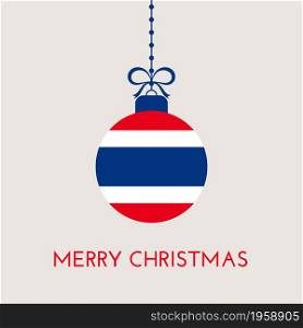 Merry Christmas and new year ball with Thailand flag. Christmas Ornament. Vector stock illustration