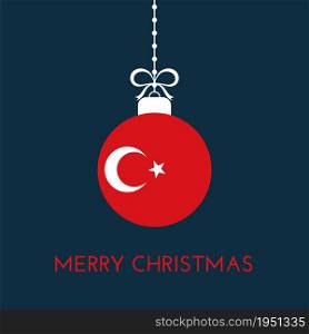 Merry Christmas and new year ball with Turkey flag. Christmas Ornament. Vector stock illustration