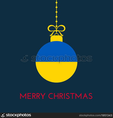 Merry Christmas and new year ball with Ukraine flag. Christmas Ornament. Vector stock illustration