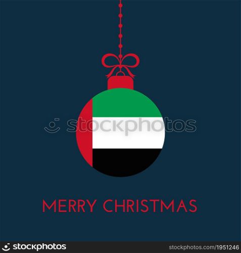 Merry Christmas and new year ball with United Arab Emirates flag. Christmas Ornament. Vector stock illustration