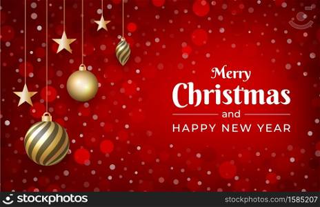 Merry Christmas and New Year design with red color and snow effect