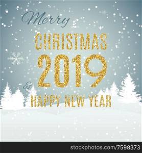 Merry Christmas and New Year Gold Glossy Background. Vector Illustration EPS10. o2018-09-26-006