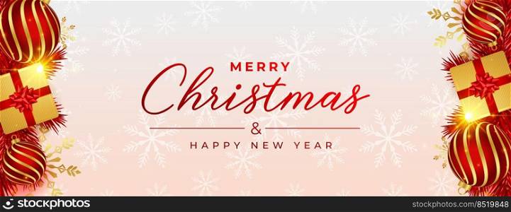 merry christmas and new year seasonal realistic banner design