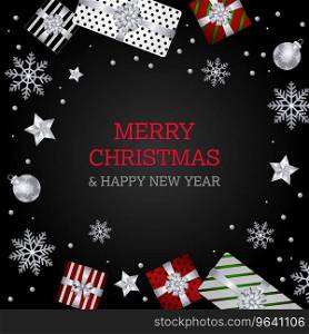 Merry christmas background silver red wallpaper Vector Image