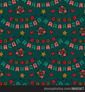 Merry Christmas background. Vector seamless pattern. Wrapping paper design. Bright holiday pattern. Merry Christmas background. Vector seamless pattern. Wrapping paper design. Bright holiday pattern.