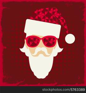 Merry Christmas background with Santa in hipster style.