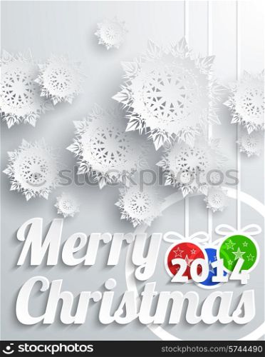 Merry Christmas Background with Snowflake and Balls